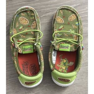 Kids Hey Dude Wally Youth Teenage Mutant Ninja Turtles J2 TMNT Pizza Slip On